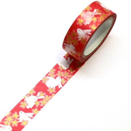 Kamiiso Kimono Rabbit Cherry Blossom Washi Tape