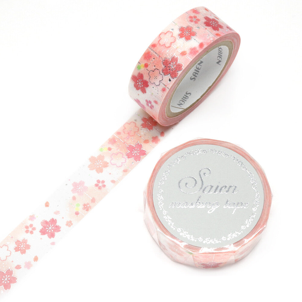 Kamiiso SAIEN Sakura Silver Foil Washi Tape