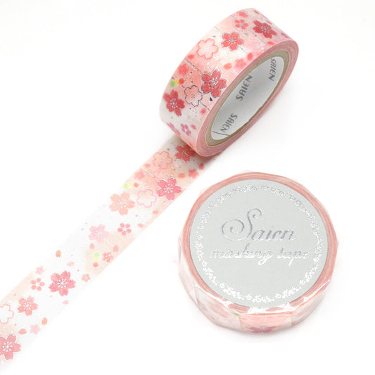Kamiiso SAIEN Sakura Silver Foil Washi Tape
