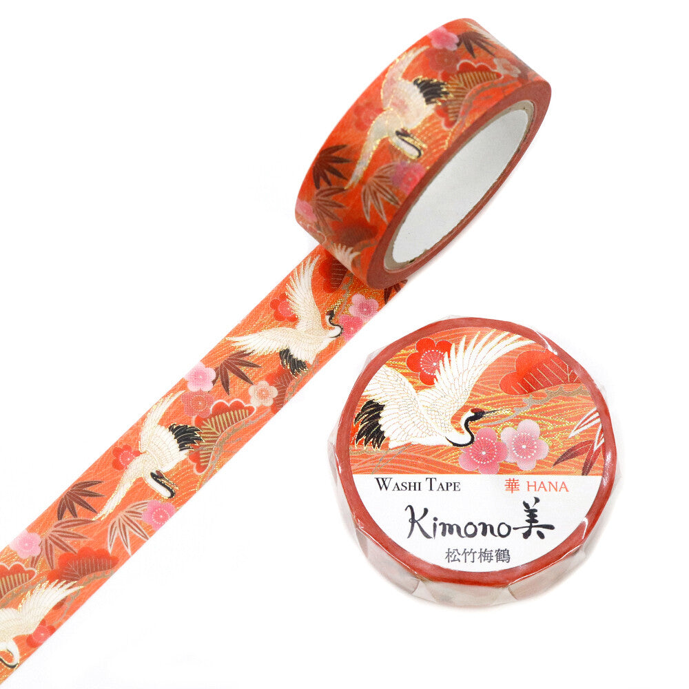 Kamiiso Kimono Crane With Plum Blossom Washi Tape