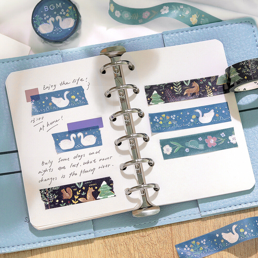 BGM Washi Tape Nordic Forest - Swan Lake