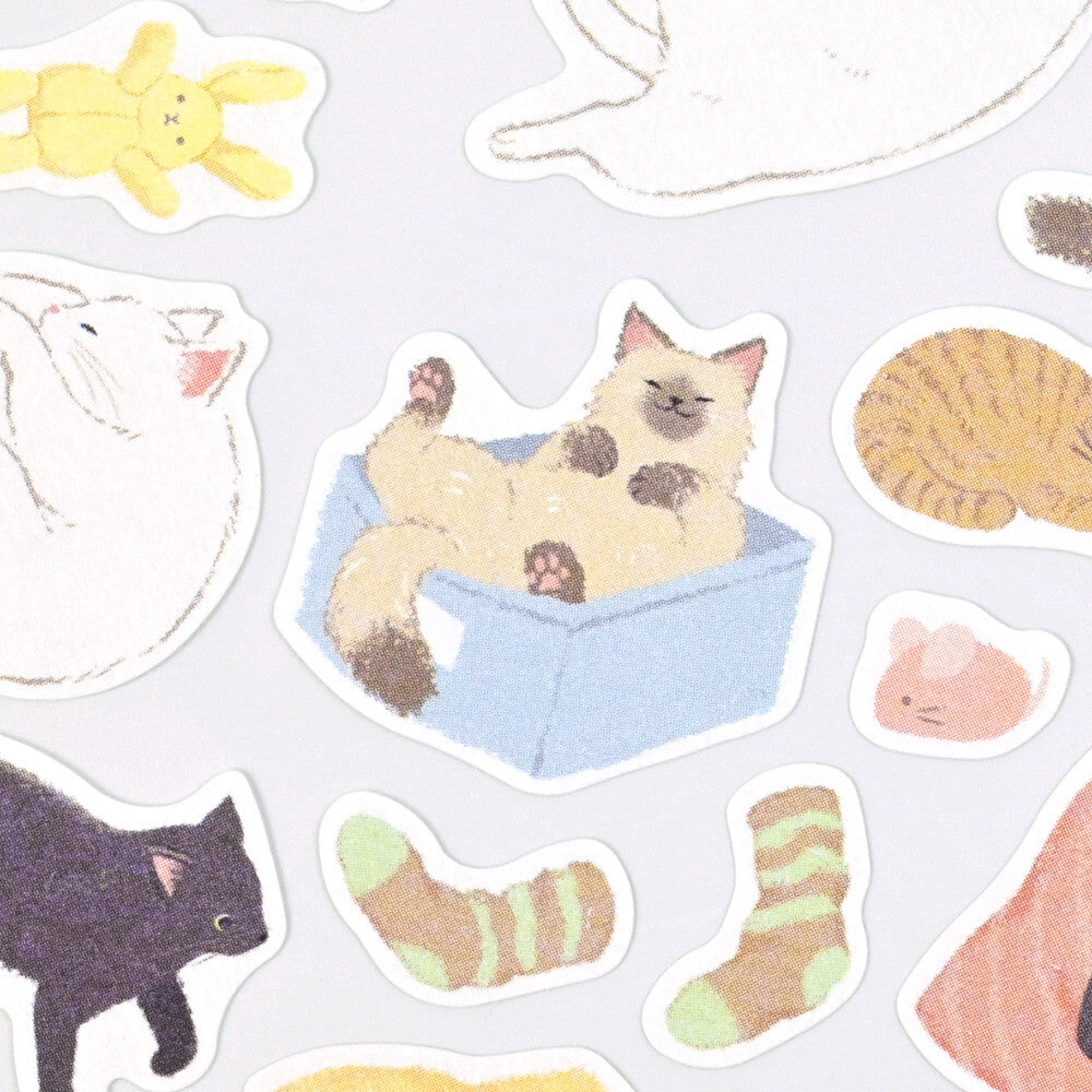 NB Co Japan Large Sticker- Nyan Tomo Nenne- Kitten Bedtime