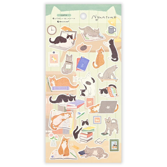 NB Co Japan Large Sticker- Nyan Tomo Ojama- Kitten Office