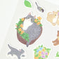 NB Co Japan Large Sticker Nyan Tomo Hananiwa- Kitten Floral Garden
