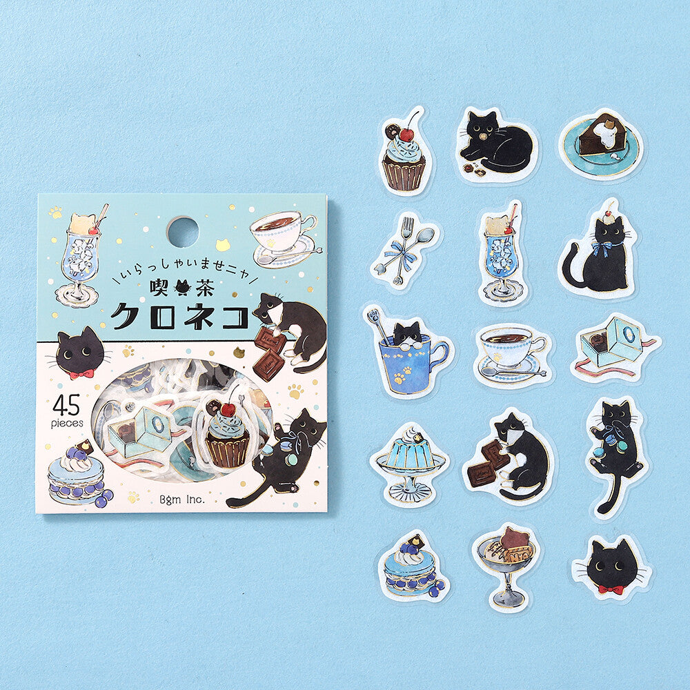 BGM Welcome Meow! Flake Stickers- Cafe Kuroneko