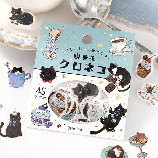 BGM Welcome Meow! Flake Stickers- Cafe Kuroneko