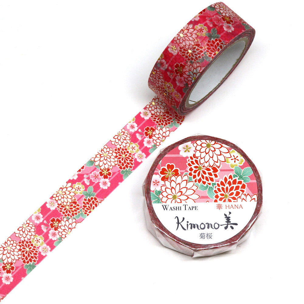Kamiiso Kimono Chrysanthemum And Cherry Blossoms Washi Tape