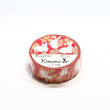 Kamiiso Kimono Rabbit Cherry Blossom Washi Tape