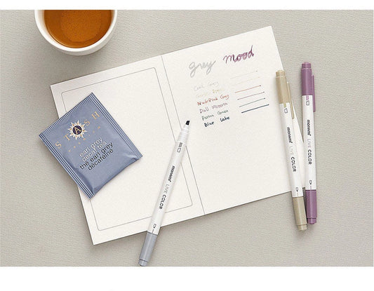 Monami Dual Tip Colour Marker Pen Set - Grey Mood